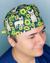 Frenchies & Sunflowers Unisex Animal Scrub Cap