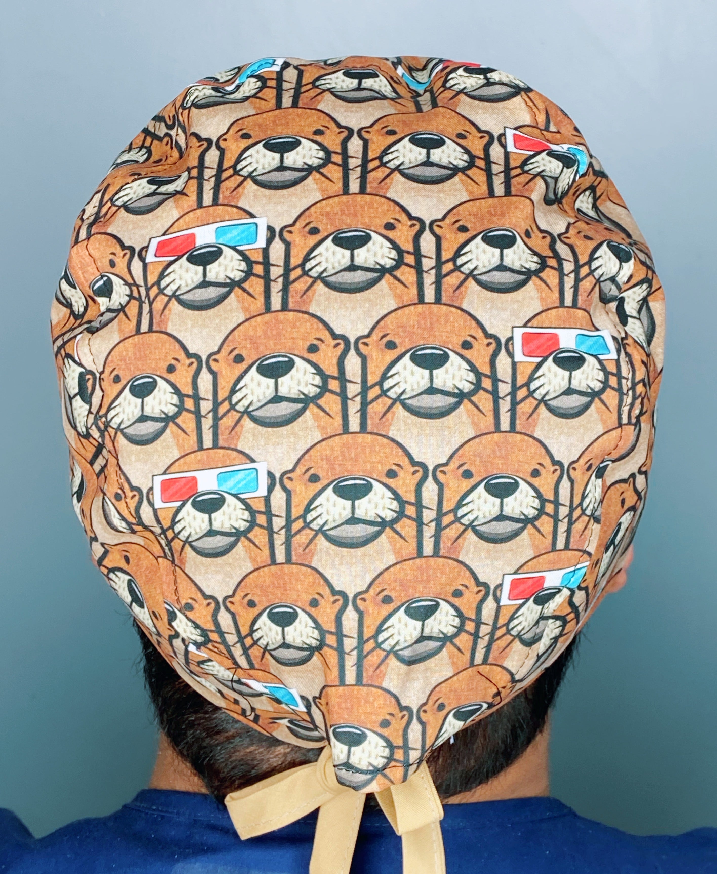 Otters Wearing 3D Glasses Unisex Animal Scrub Cap