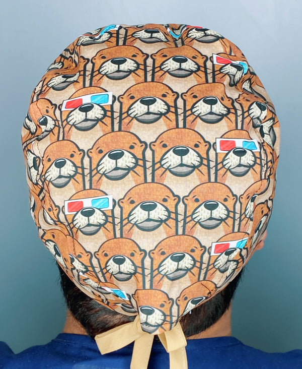 Otters Wearing 3D Glasses Unisex Animal Scrub Cap