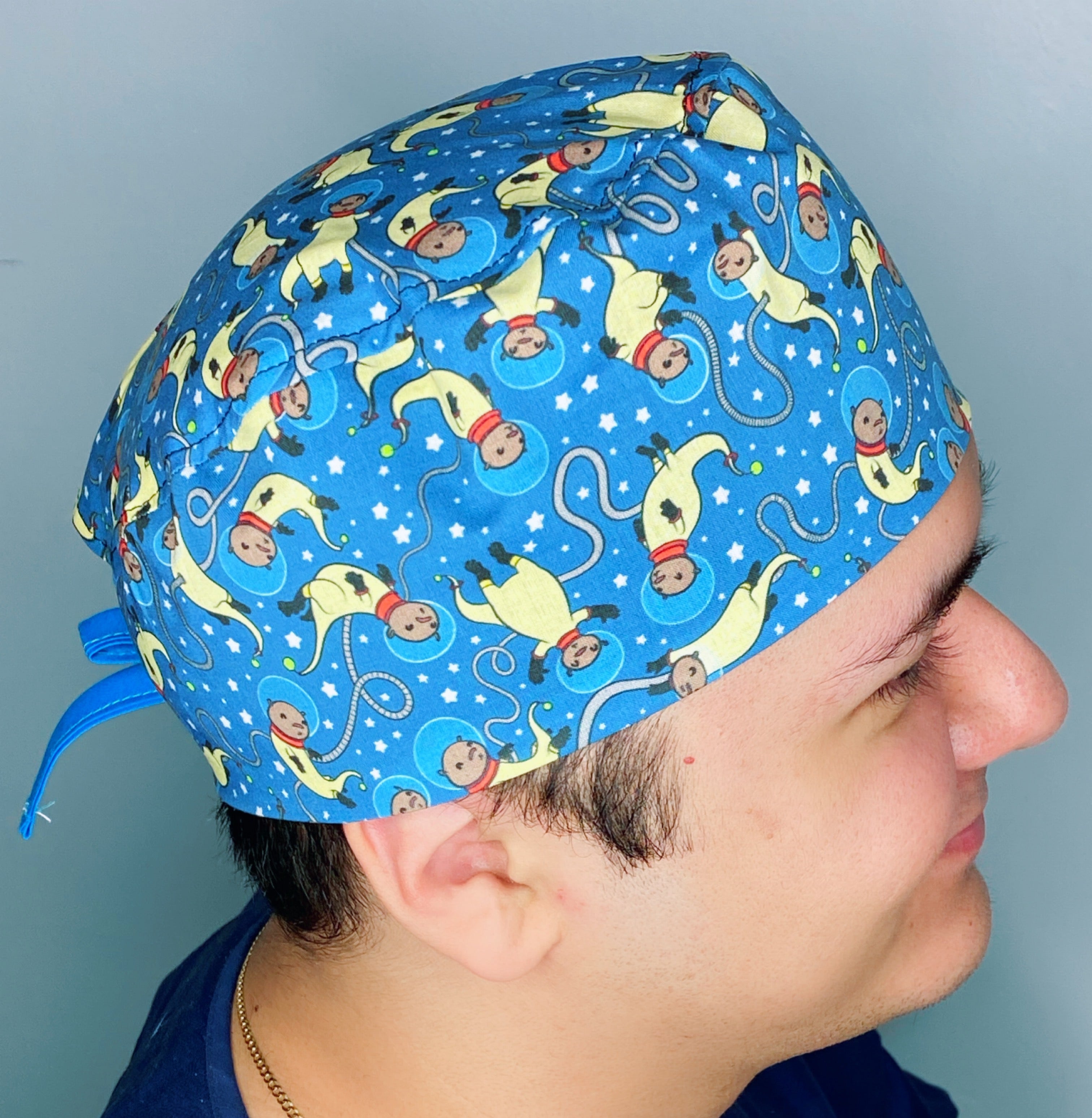 Astronaut Otters in Space Prints Unisex Animal Scrub Cap