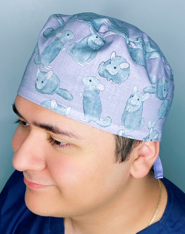 Chinchillas on Purple Unisex Animal Scrub Cap