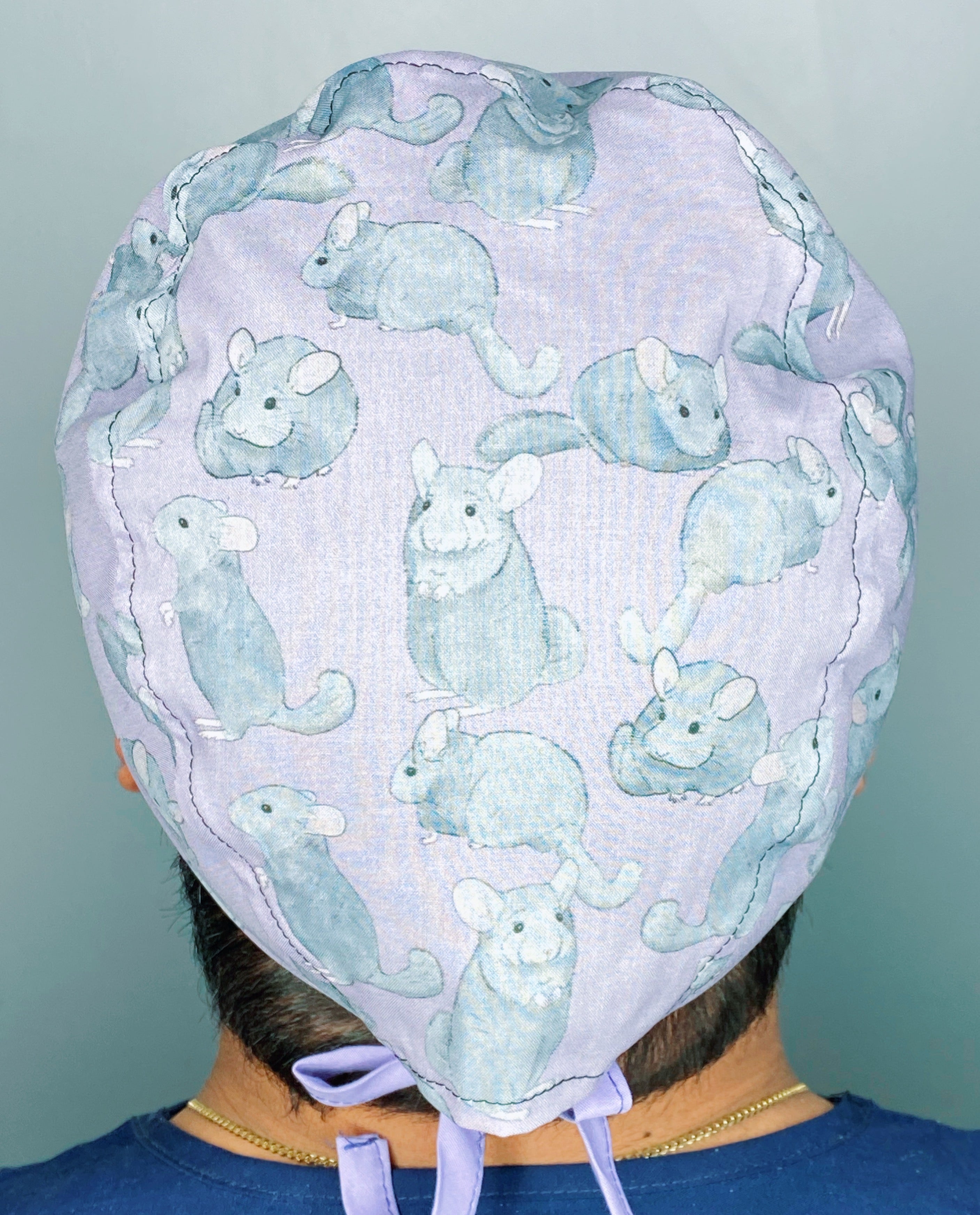 Chinchillas on Purple Unisex Animal Scrub Cap