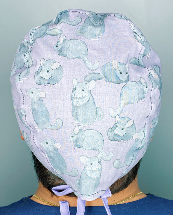 Chinchillas on Purple Unisex Animal Scrub Cap
