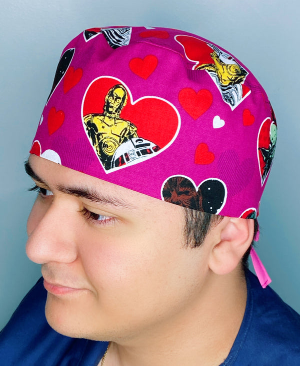 A Galaxy Far Far Away Valentine's Day Unisex Holiday Scrub Cap