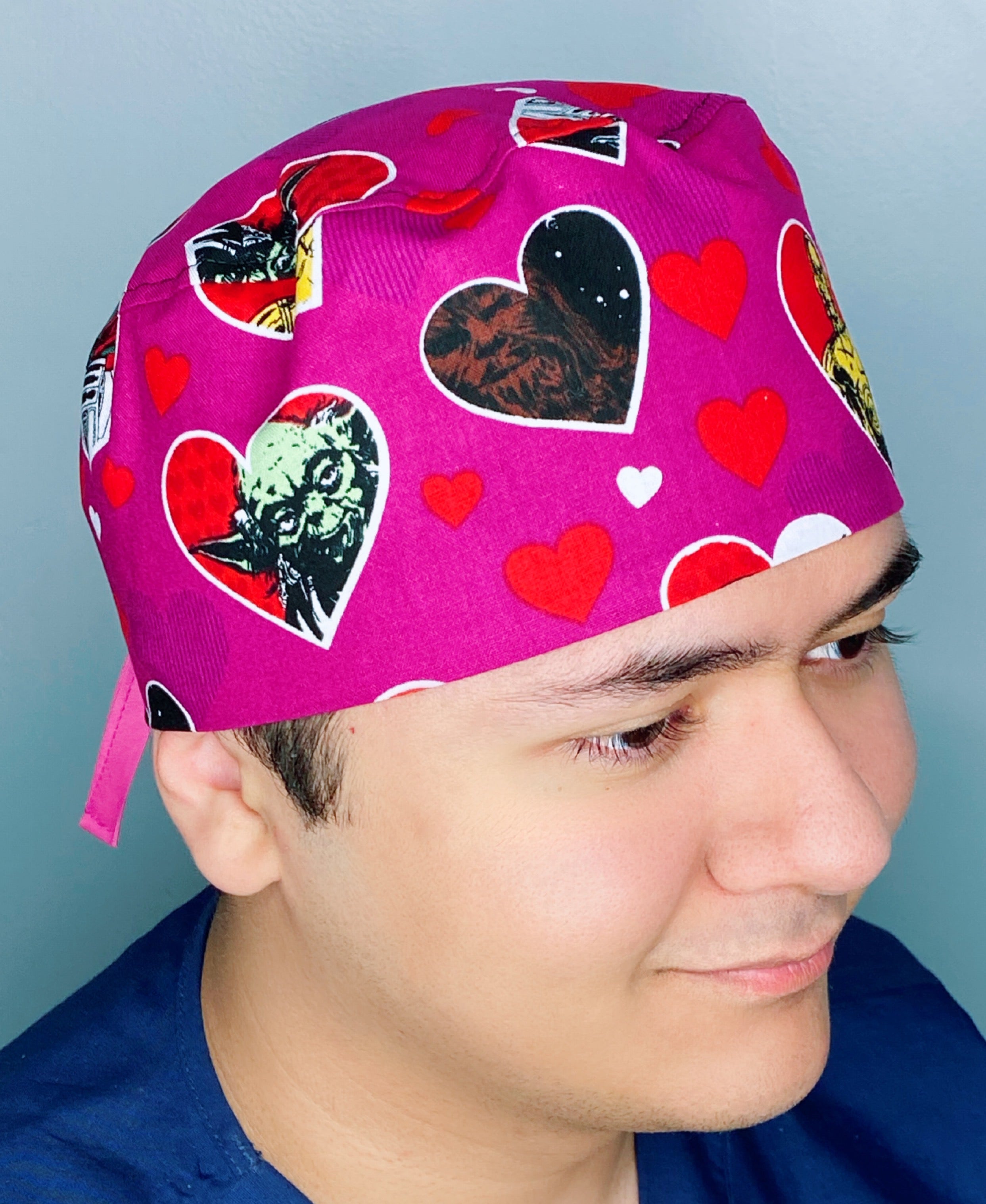 A Galaxy Far Far Away Valentine's Day Unisex Holiday Scrub Cap