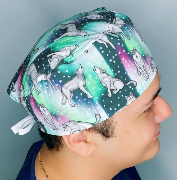 Wolves in the Northern Lights Unisex Animal Scrub Cap