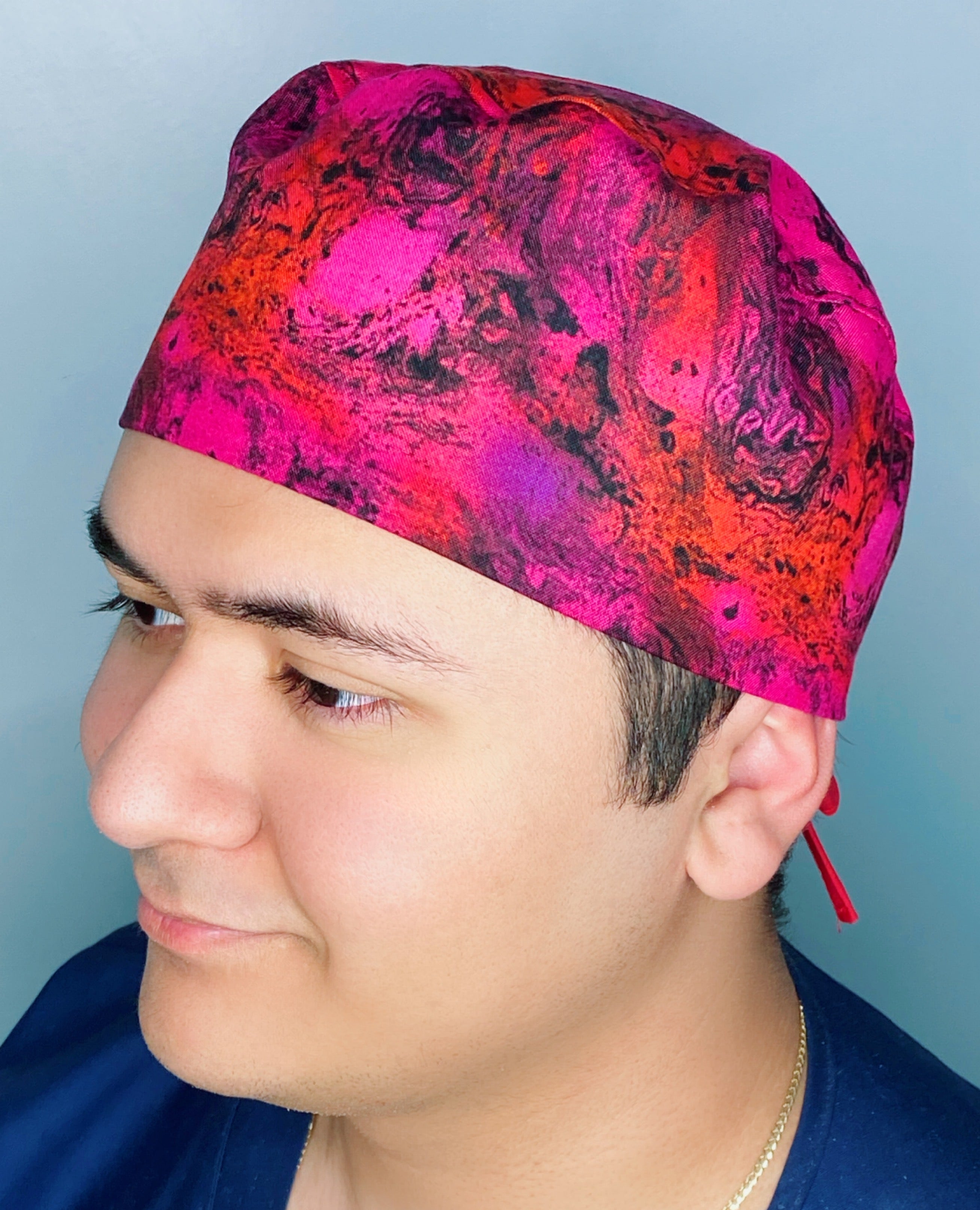 Red & Purple Marble Tie Dye Design Unisex Cute Scrub Cap