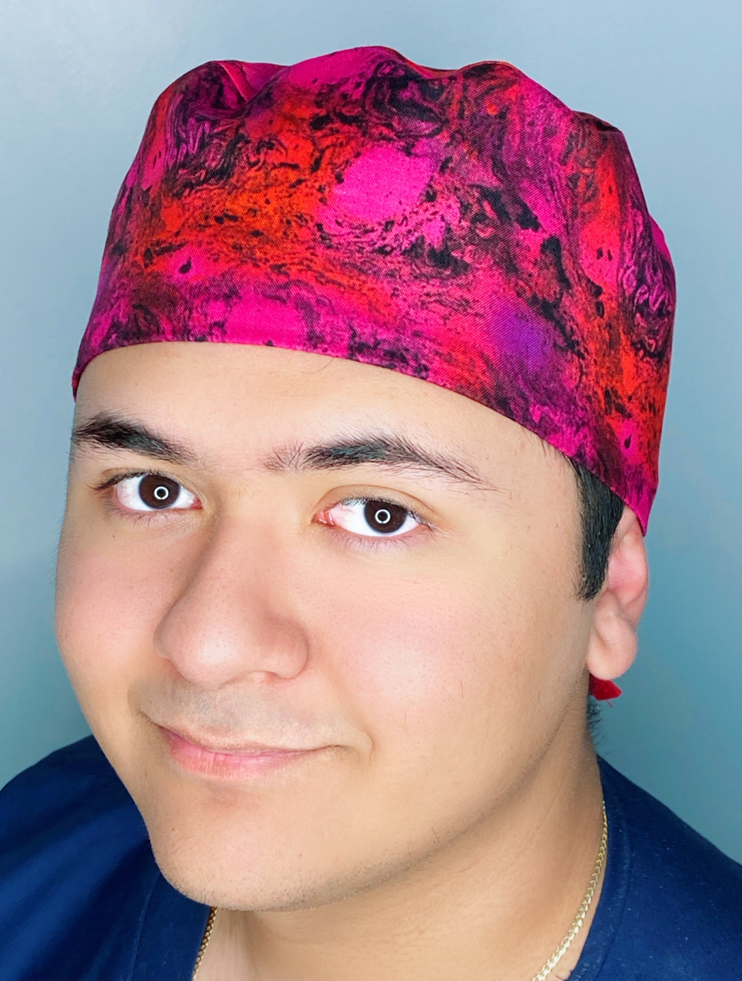 Red & Purple Marble Tie Dye Design Unisex Cute Scrub Cap