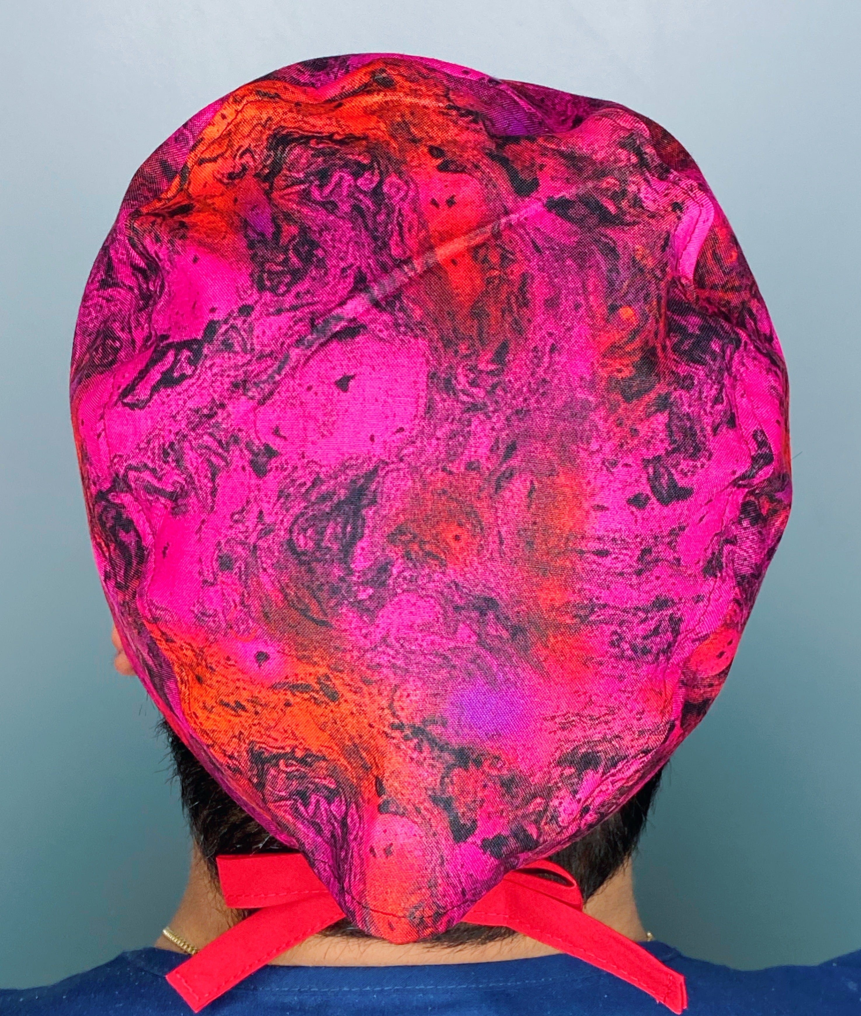 Red & Purple Marble Tie Dye Design Unisex Cute Scrub Cap