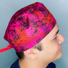 Red & Purple Marble Tie Dye Design Unisex Cute Scrub Cap