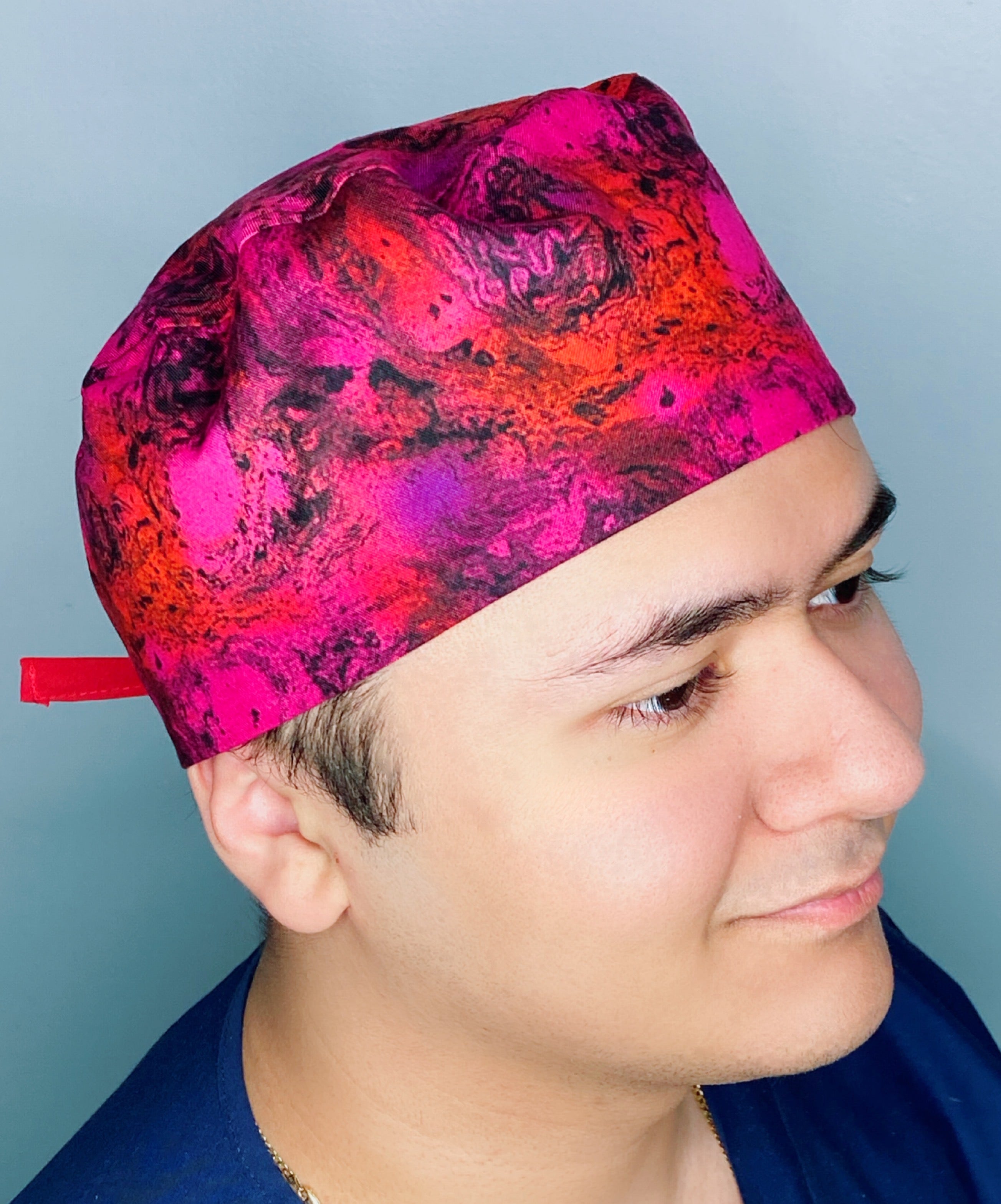 Red & Purple Marble Tie Dye Design Unisex Cute Scrub Cap