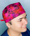 Red & Purple Marble Tie Dye Design Unisex Cute Scrub Cap