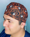 Orange Spider Webs Halloween Unisex Holiday Scrub Cap