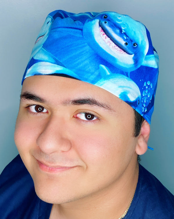 Smiling Sharks in Ocean Unisex Animal Scrub Cap