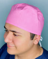 Tiny White Polka Dots on Pink Unisex Fancy Scrub Cap