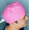Tiny White Polka Dots on Pink Unisex Fancy Scrub Cap