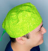Green Swirls Arabesque Mandala Floral Design Unisex Cute Scrub Cap