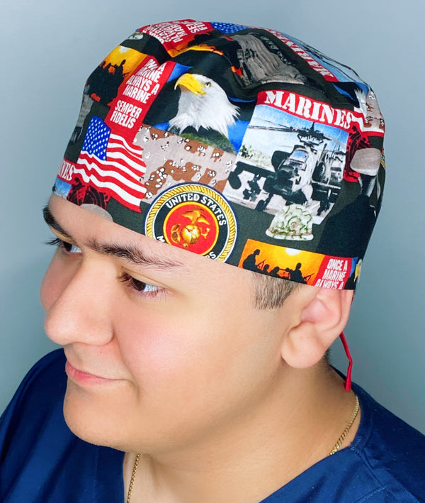 Marine Corps USA Unisex Armed Forces Theme Scrub Cap