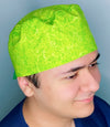 Green Swirls Arabesque Mandala Floral Design Unisex Cute Scrub Cap