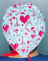 Paris Eiffel Towers Love & Hearts Design Unisex Cute Scrub Cap