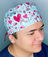 Paris Eiffel Towers Love & Hearts Design Unisex Cute Scrub Cap