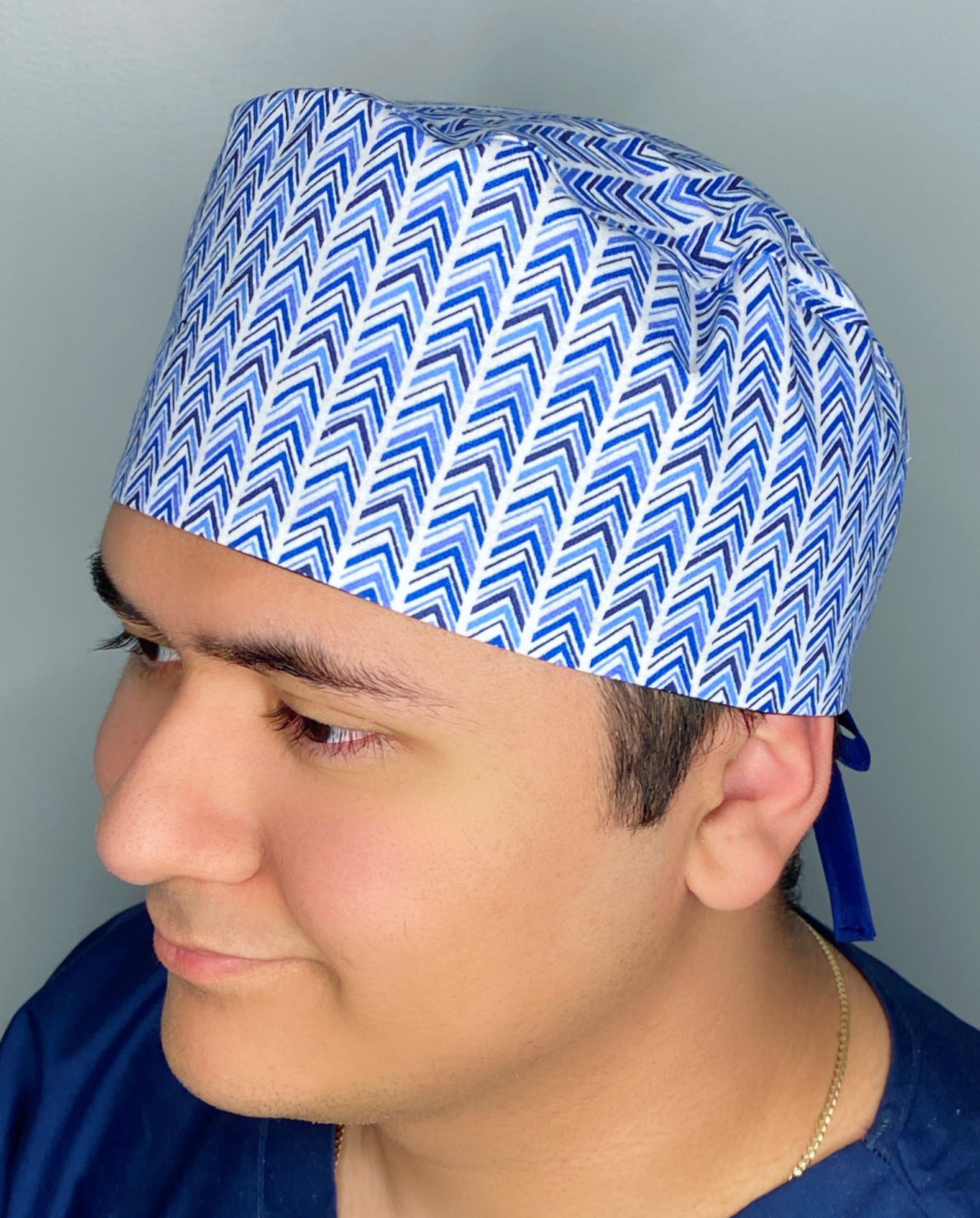 Arrow Blue & White Chevron Design Unisex Cute Scrub Cap