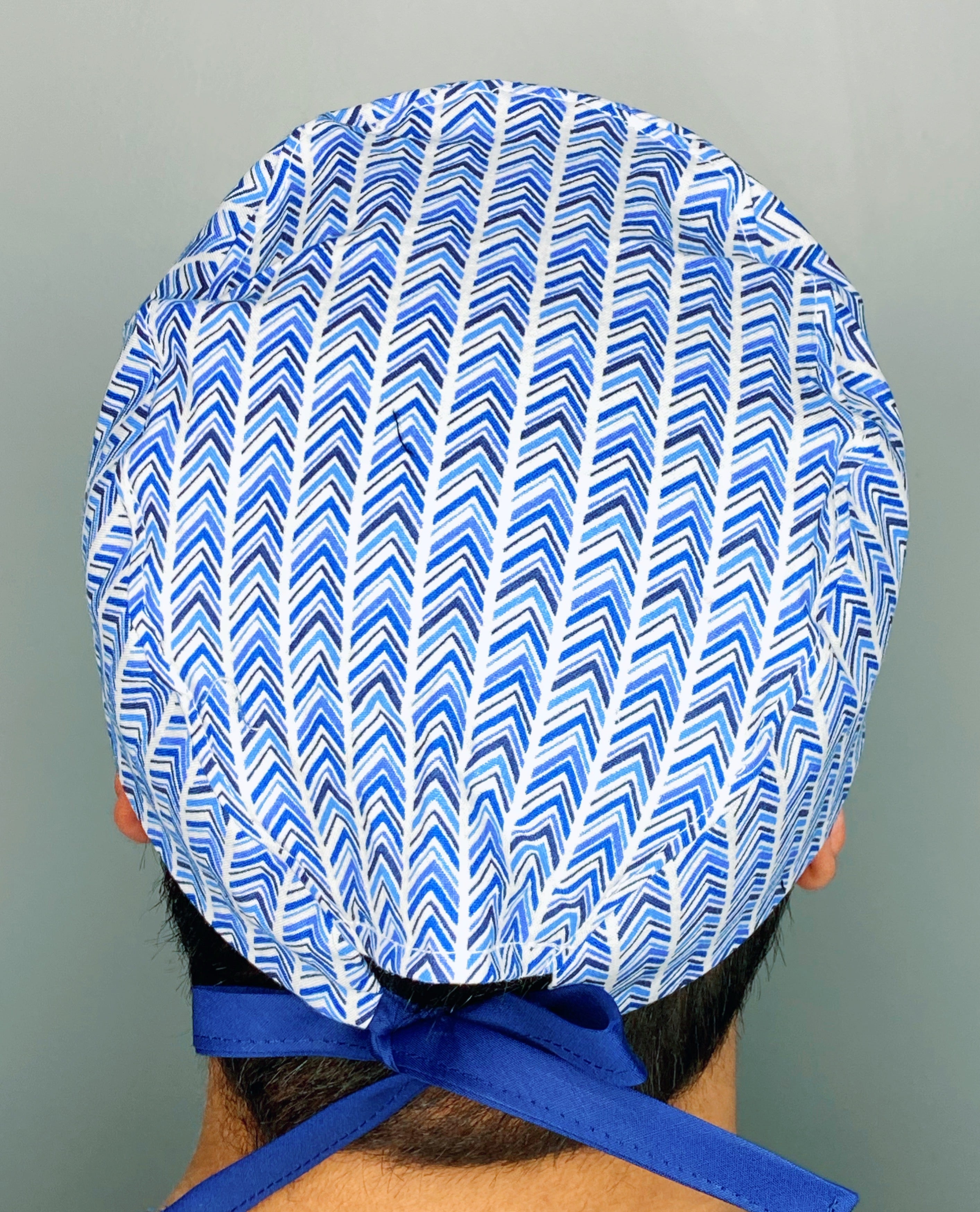 Arrow Blue & White Chevron Design Unisex Cute Scrub Cap