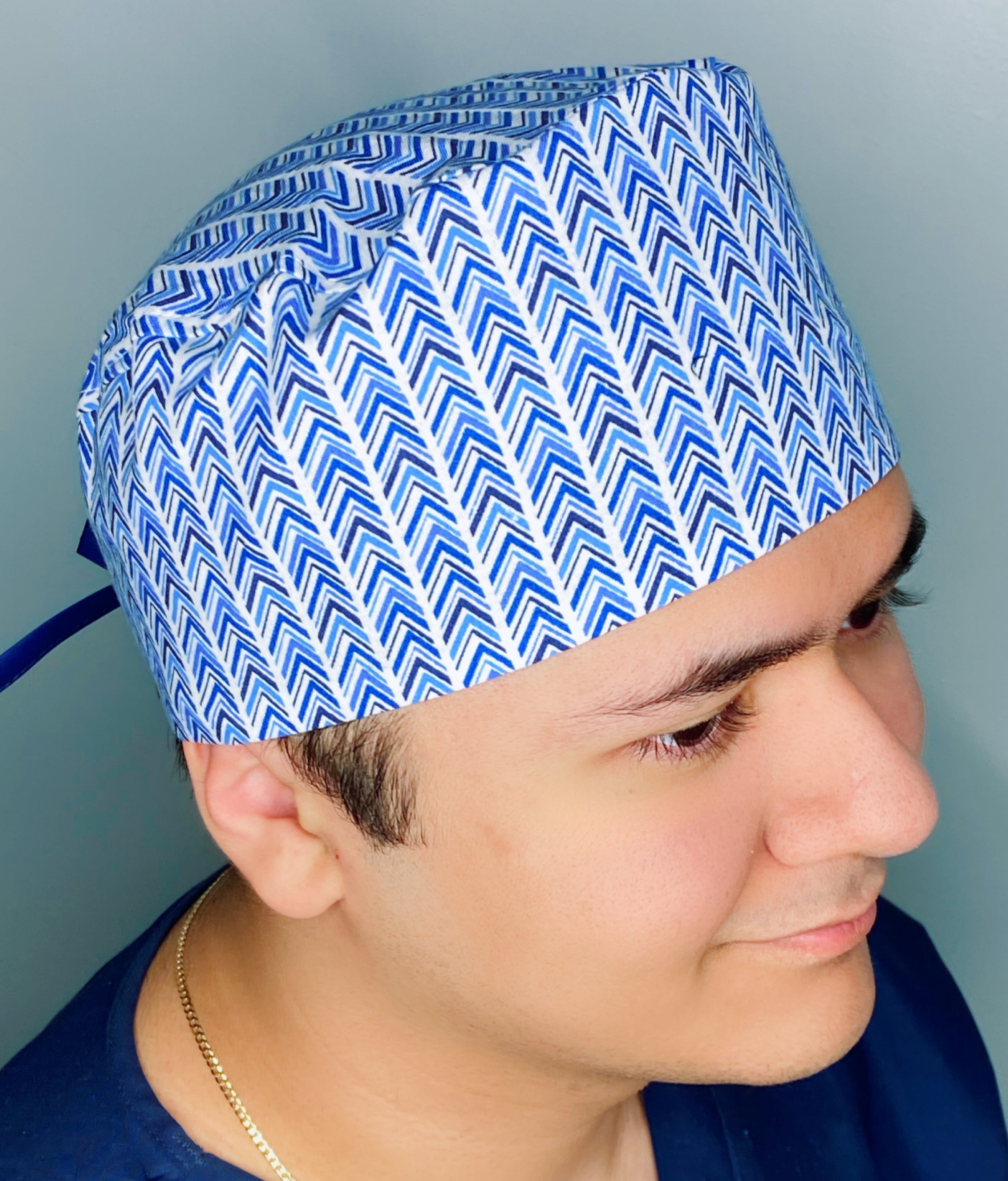 Arrow Blue & White Chevron Design Unisex Cute Scrub Cap