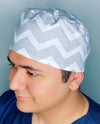 Grey & White Chevron Design Unisex Cute Scrub Cap