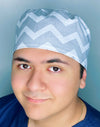 Grey & White Chevron Design Unisex Cute Scrub Cap