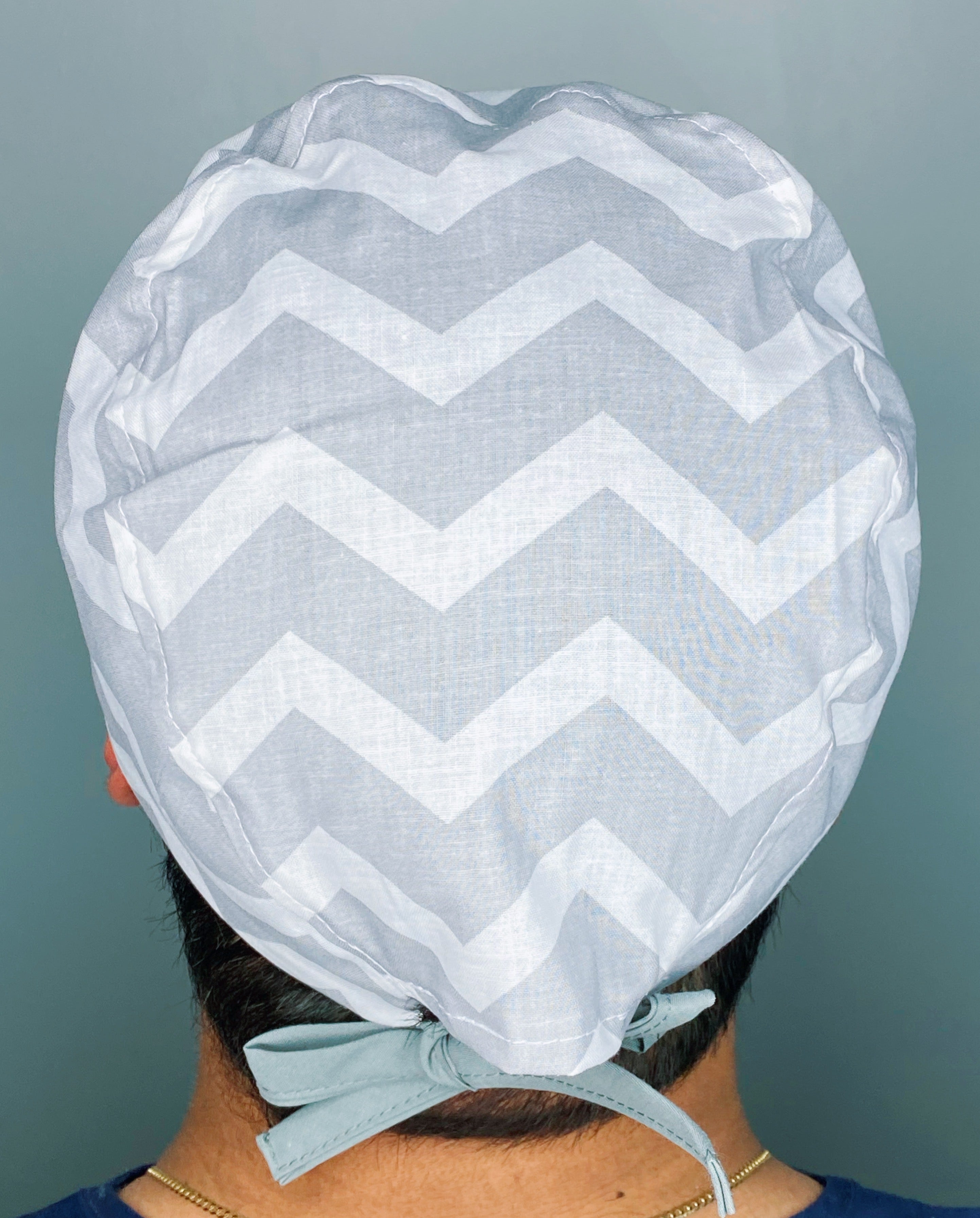 Grey & White Chevron Design Unisex Cute Scrub Cap