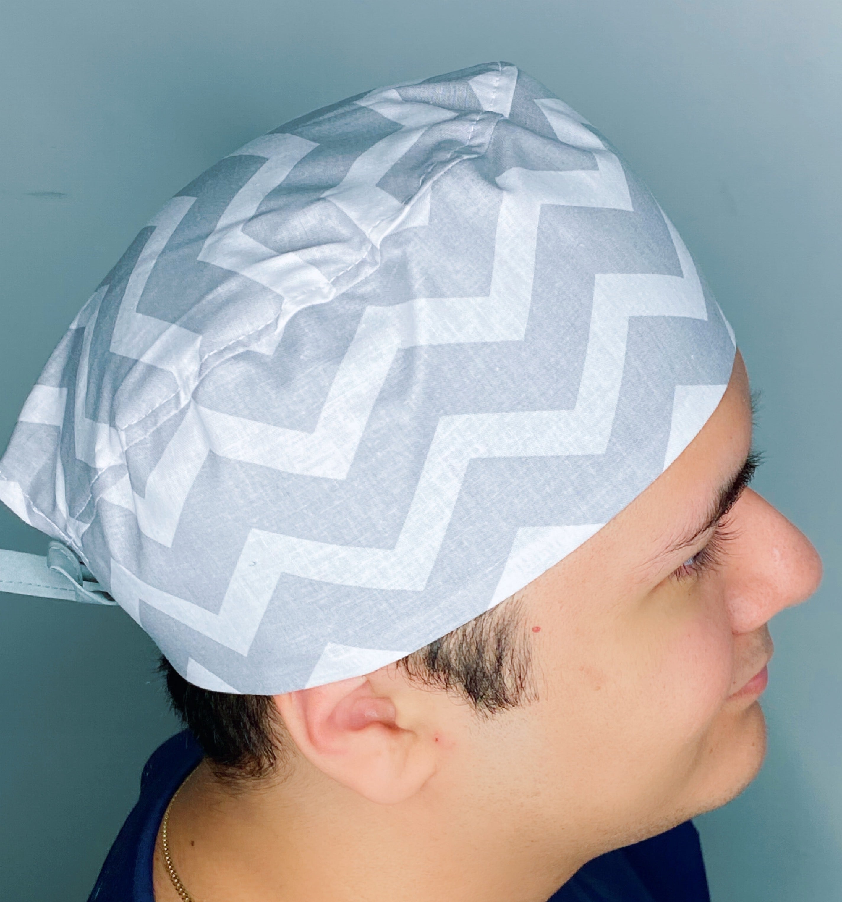 Grey & White Chevron Design Unisex Cute Scrub Cap