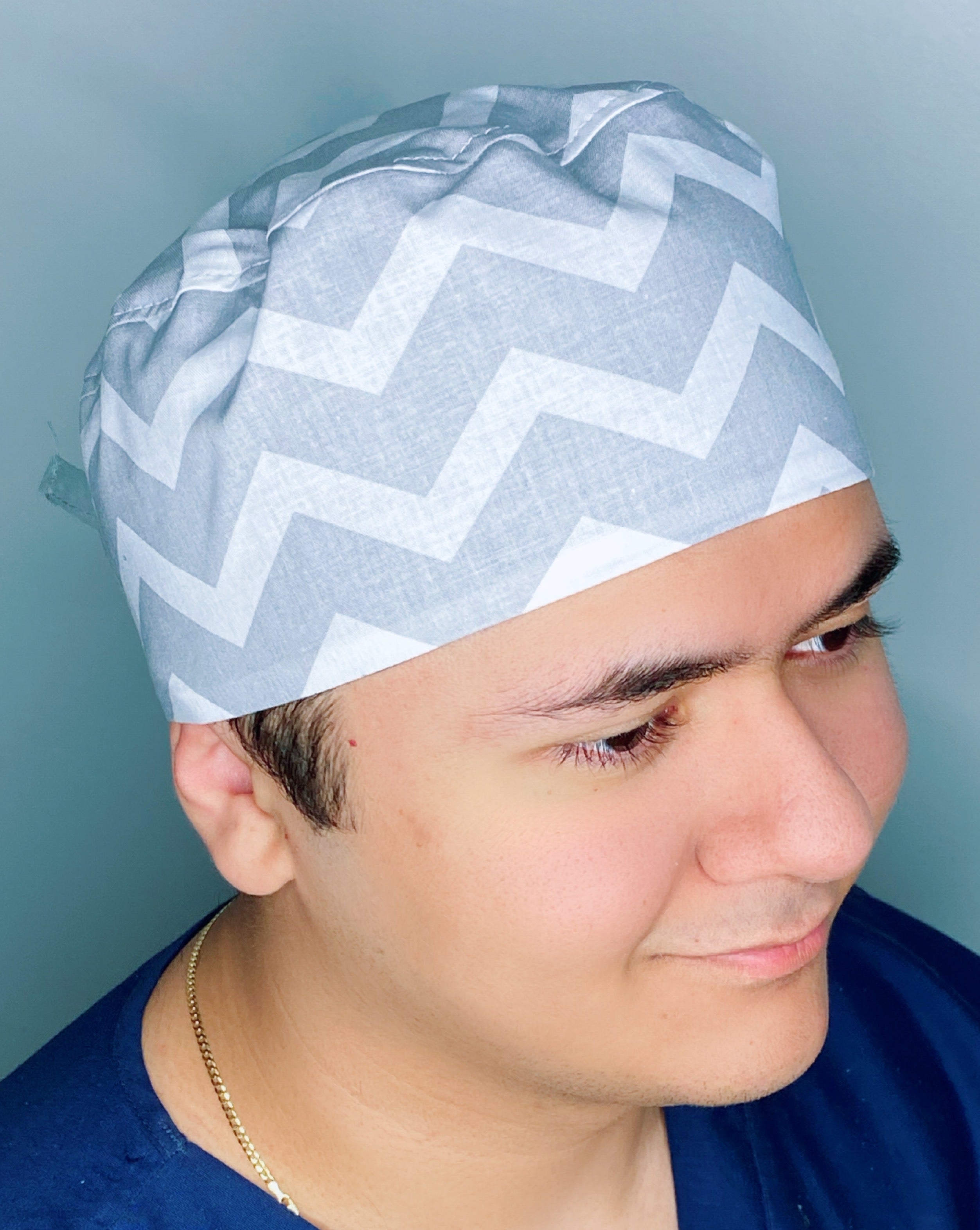 Grey & White Chevron Design Unisex Cute Scrub Cap