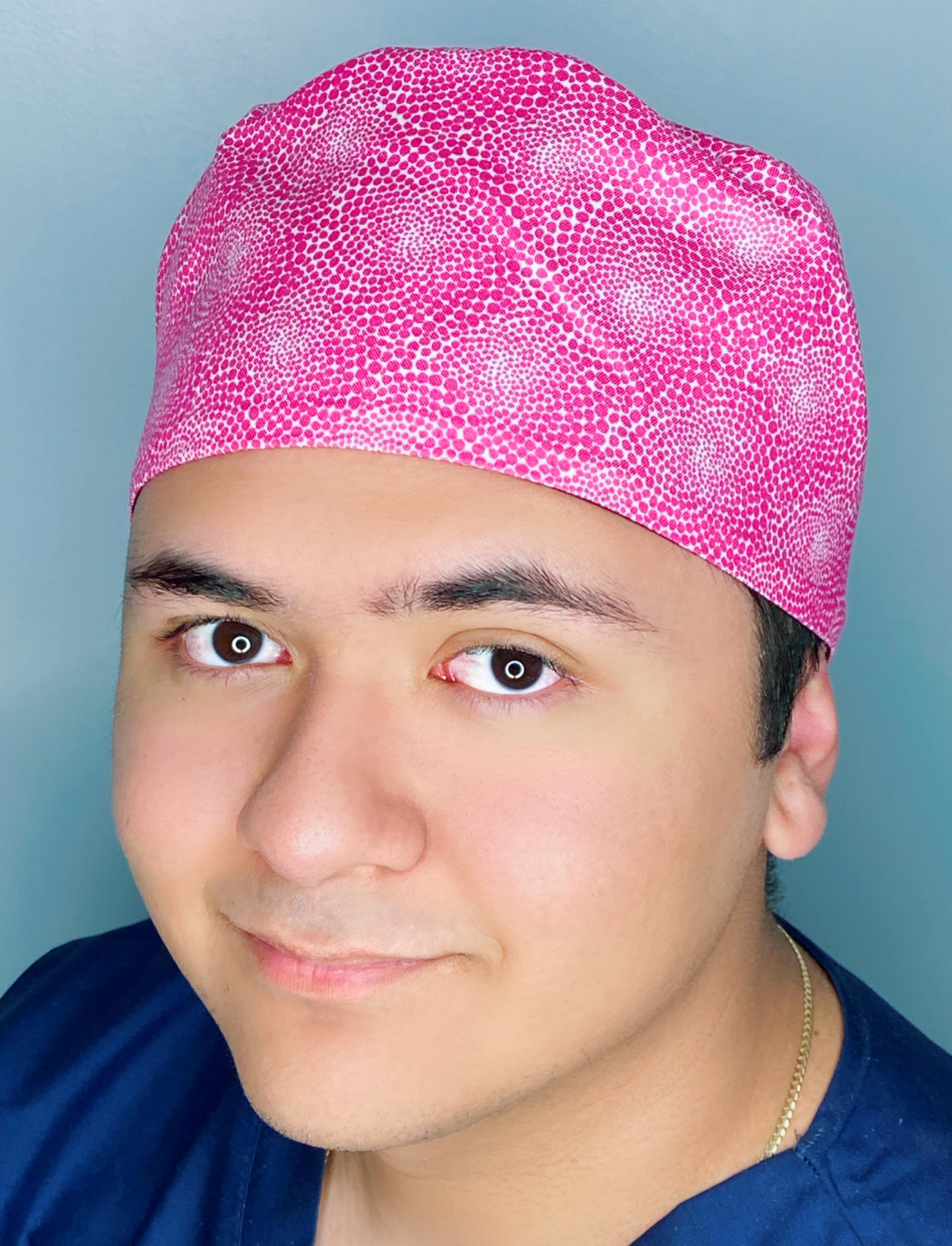 Small White Polka Dots on Pink Circle Design Unisex Fancy Scrub Cap