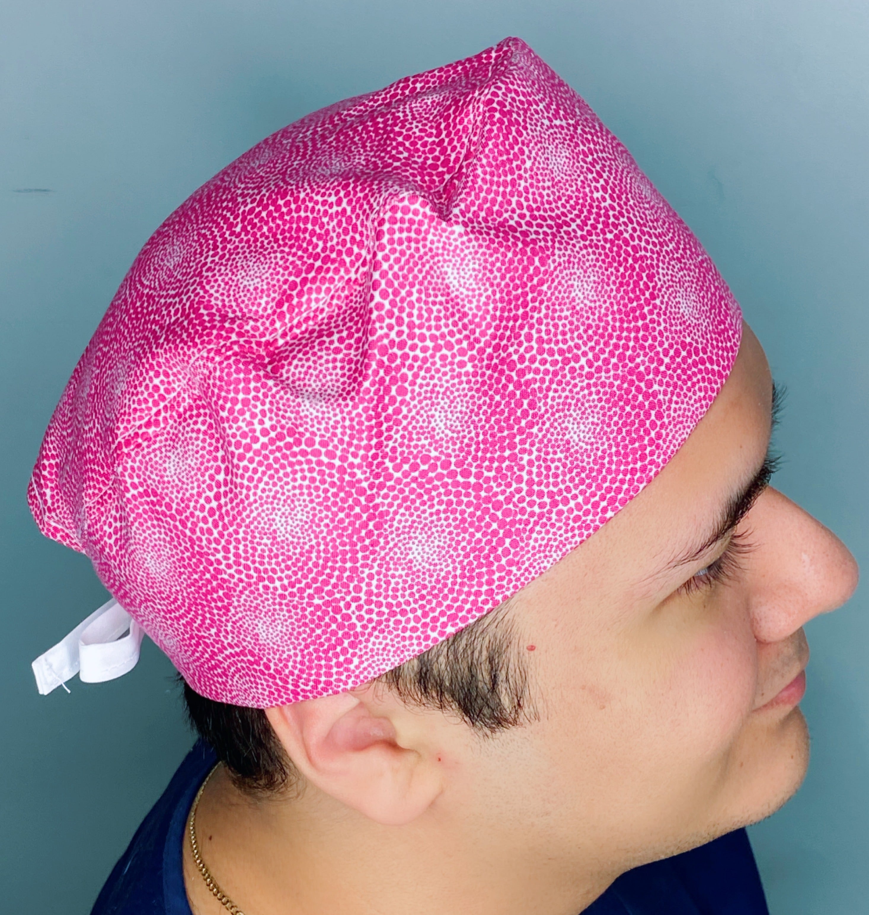 Small White Polka Dots on Pink Circle Design Unisex Fancy Scrub Cap