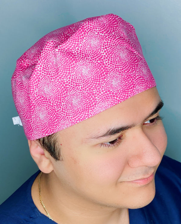 Small White Polka Dots on Pink Circle Design Unisex Fancy Scrub Cap