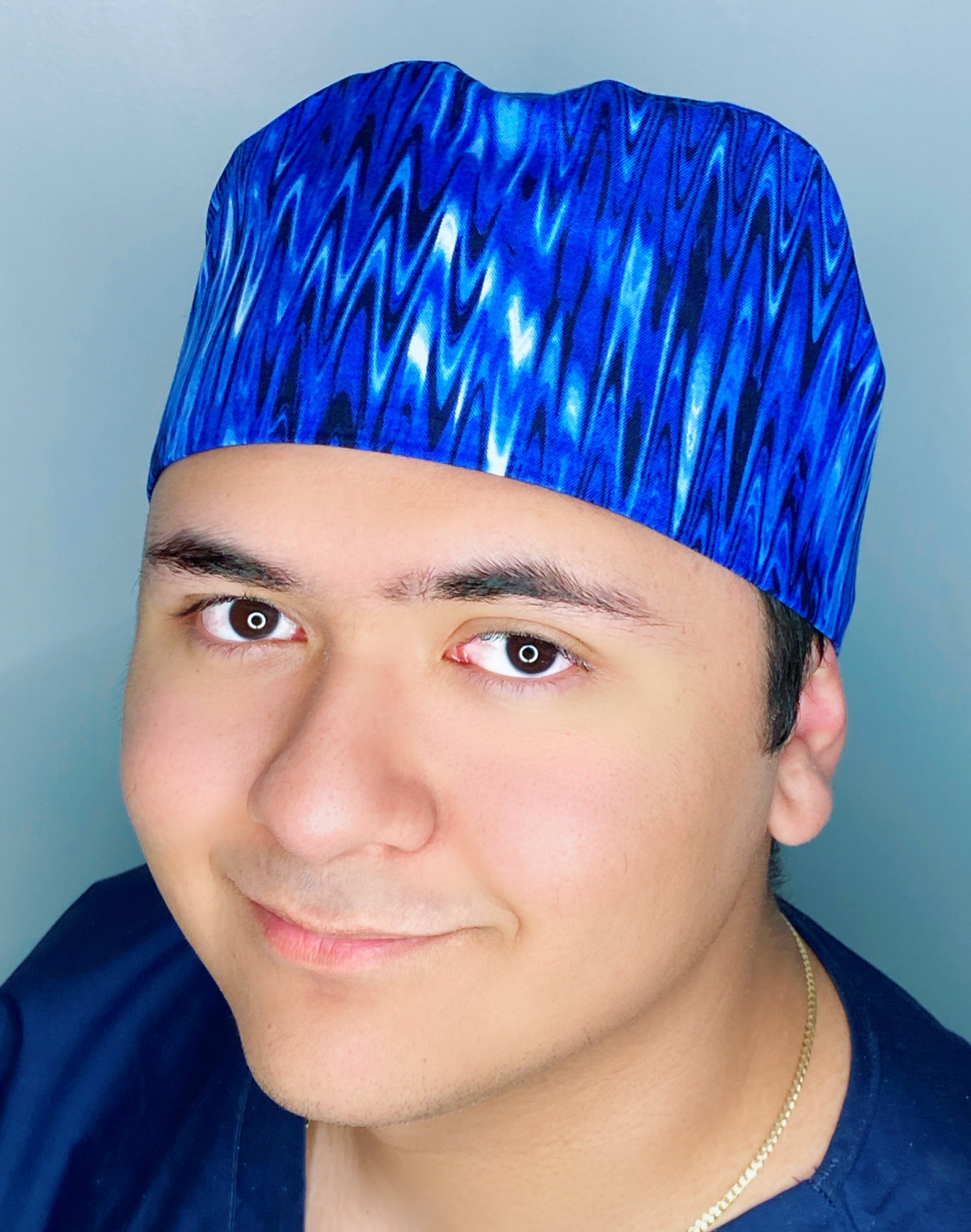 Marble Royal Blue Tie Dye Design Unisex Cute Scrub Cap
