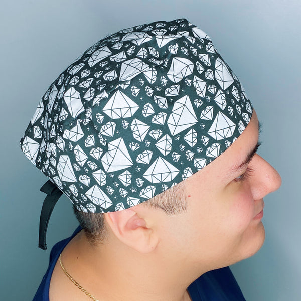 Black & White Diamonds Design Unisex Cute Scrub Cap