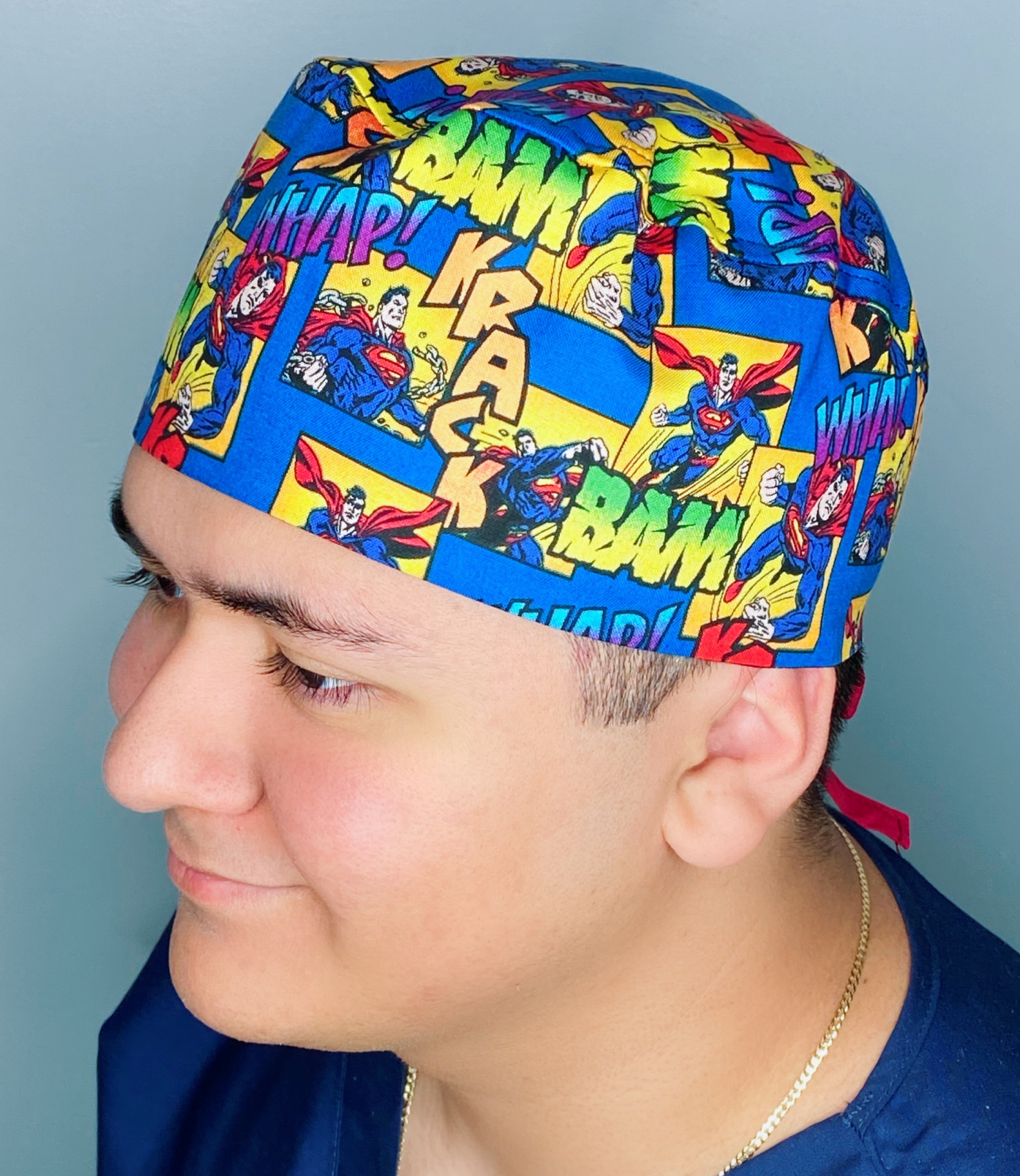 DC Comics Super Man Famous Movie Characters Unisex Geek Scrub Cap