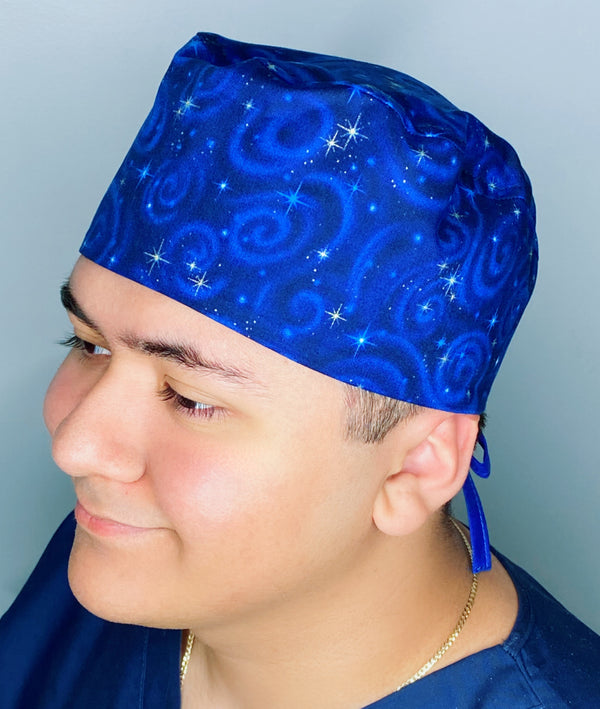 Blue Star Galaxy Design Unisex Cute Scrub Cap