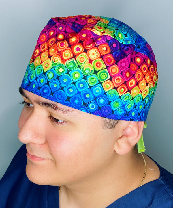 Colorful Rainbow Geometric Shapes Design Unisex Cute Scrub Cap