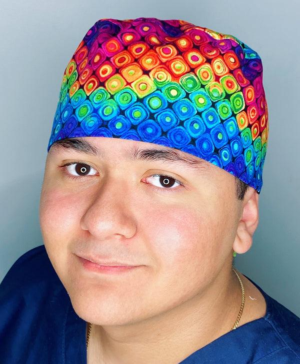 Colorful Rainbow Geometric Shapes Design Unisex Cute Scrub Cap