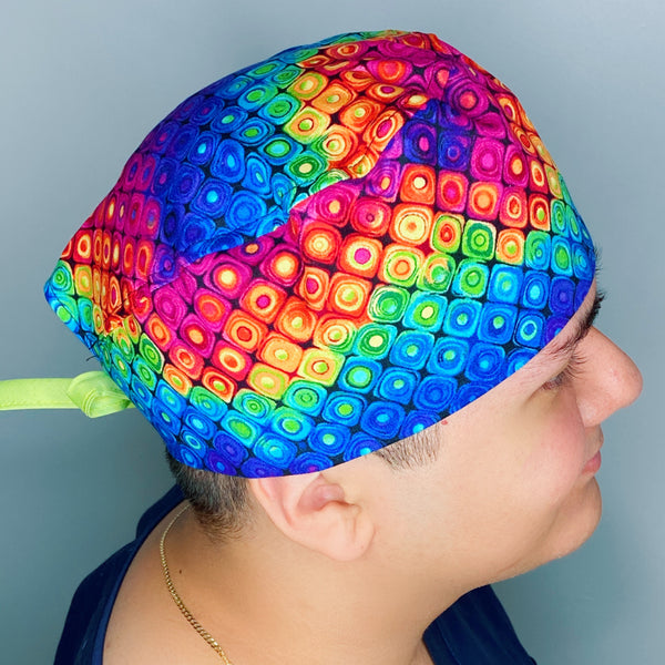 Colorful Rainbow Geometric Shapes Design Unisex Cute Scrub Cap