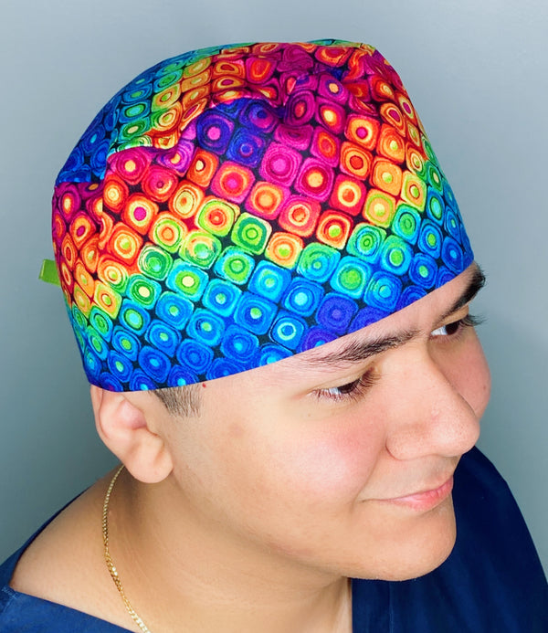 Colorful Rainbow Geometric Shapes Design Unisex Cute Scrub Cap