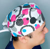 Geometric Colorful Circles on White Unisex Fancy Scrub Cap