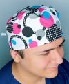 Geometric Colorful Circles on White Unisex Fancy Scrub Cap