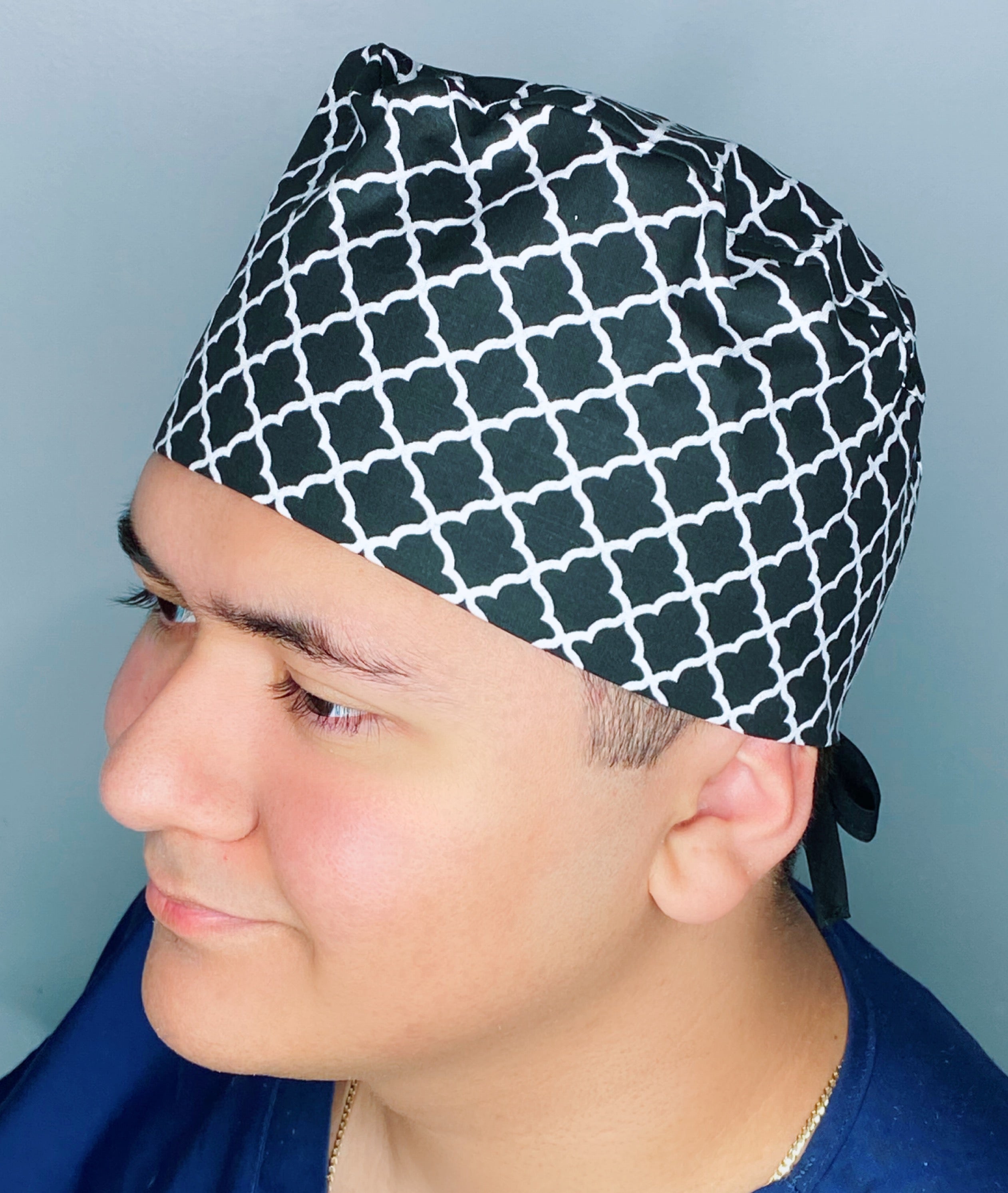 Black & White Diamond Geometric Shape Design Unisex Cute Scrub Cap