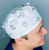 Watercolor Grey Paws on White Unisex Animal Scrub Cap