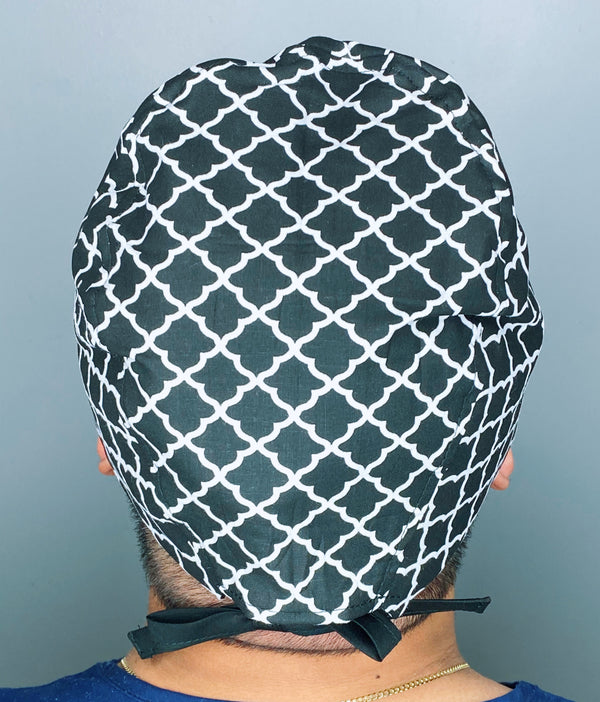 Black & White Diamond Geometric Shape Design Unisex Cute Scrub Cap