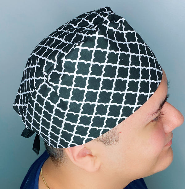 Black & White Diamond Geometric Shape Design Unisex Cute Scrub Cap